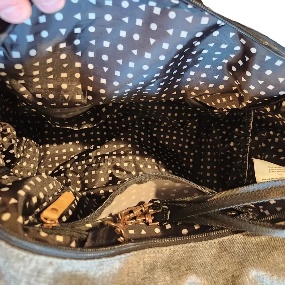 Petunia Pickle Bottom Boxy Backpack Diaper Bag Black Chambray Changing Pad